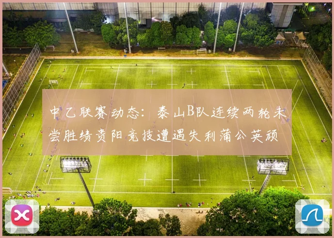 中乙联赛动态：泰山B队连续两轮未尝胜绩贵阳竞技遭遇失利蒲公英顽强战平